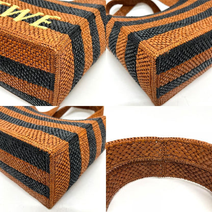 Loewe Tote Bag Font Stripe Raffia Black — view 7