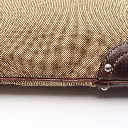 Prada Shoulder Bag Logo Jacquard Beige Brown Canvas Leather — view 5