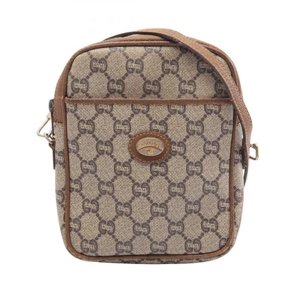 Gucci Shoulder Bag GG Pattern Plus Beige Canvas Leather