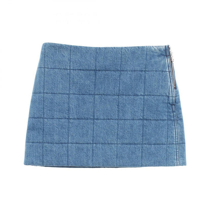 Gucci Skirt Interlocking G Quilted Mini Blue Cotton Denim