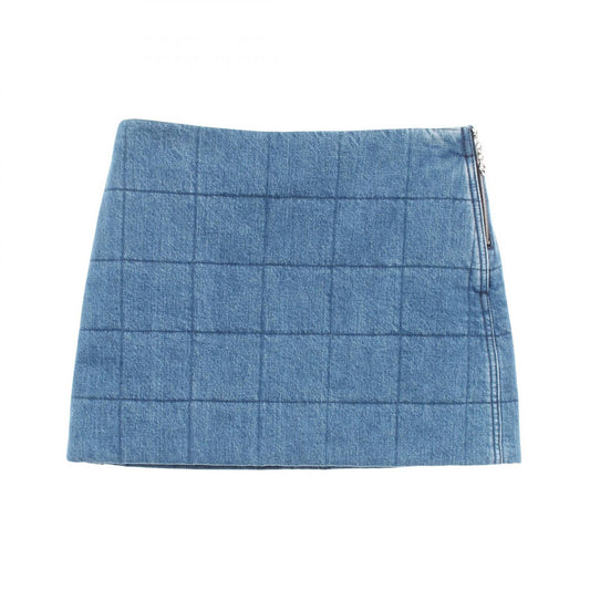 Gucci Skirt Interlocking G Quilted Mini Blue Cotton Denim
