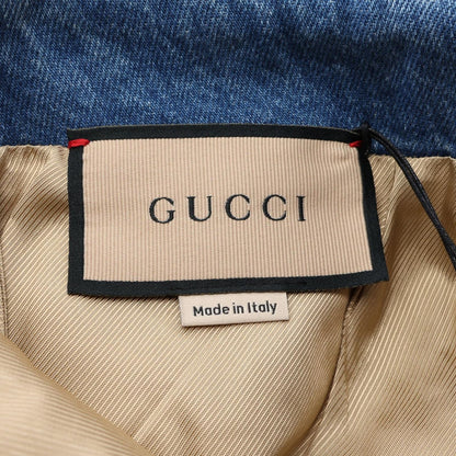 Gucci Skirt Interlocking G Quilted Mini Blue Cotton Denim — view 3