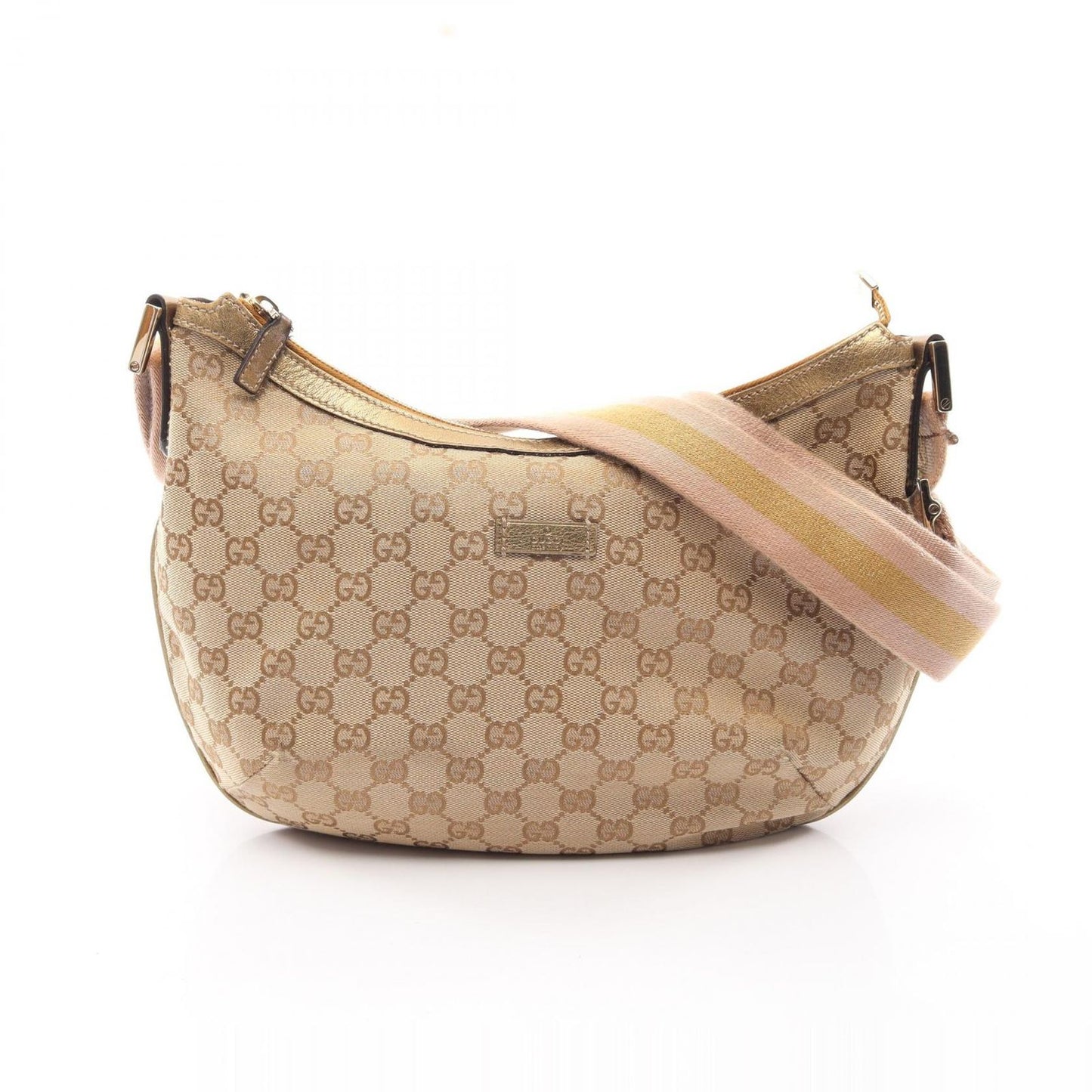 Gucci Shoulder Bag GG Canvas Beige Gold