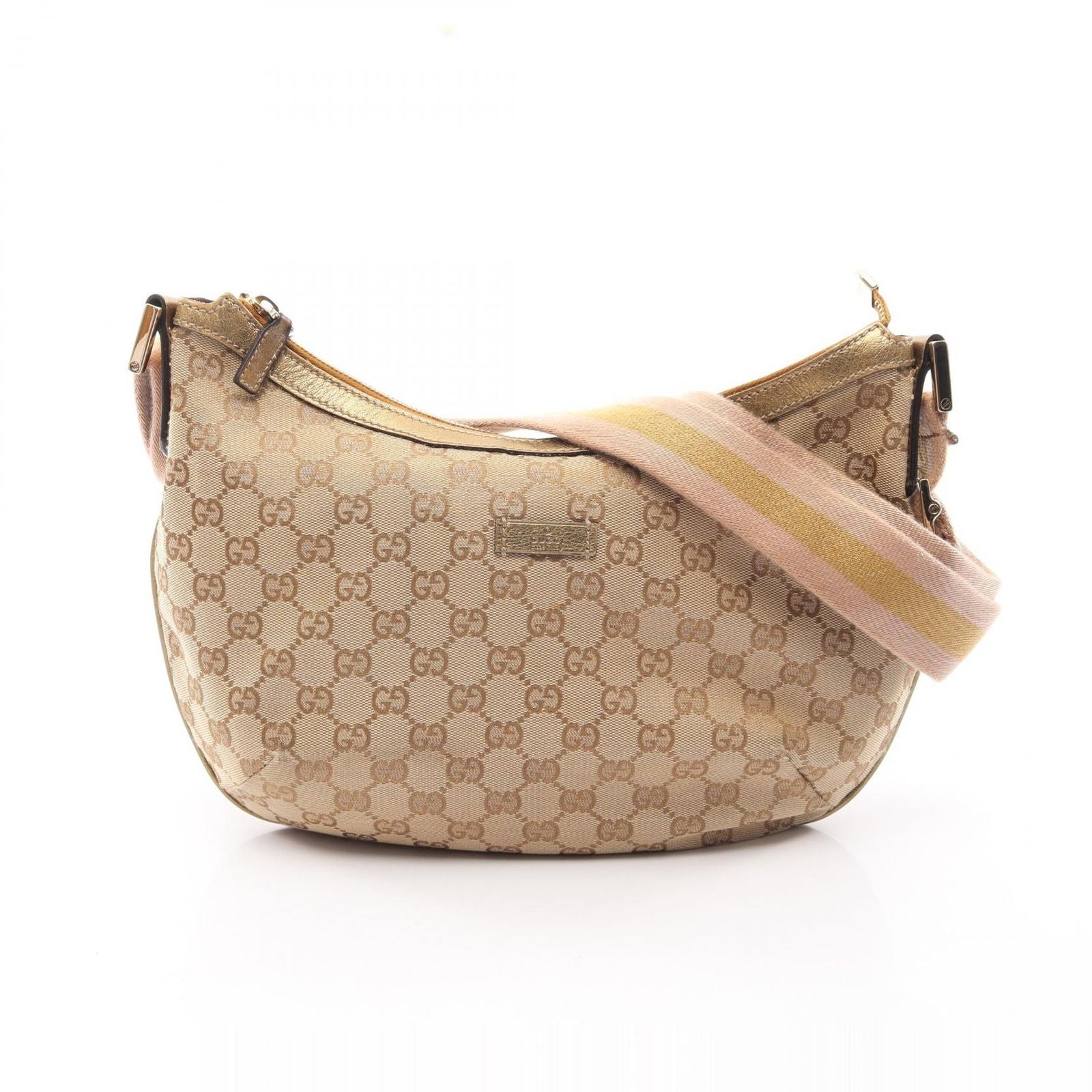 Gucci Shoulder Bag GG Canvas Beige Gold