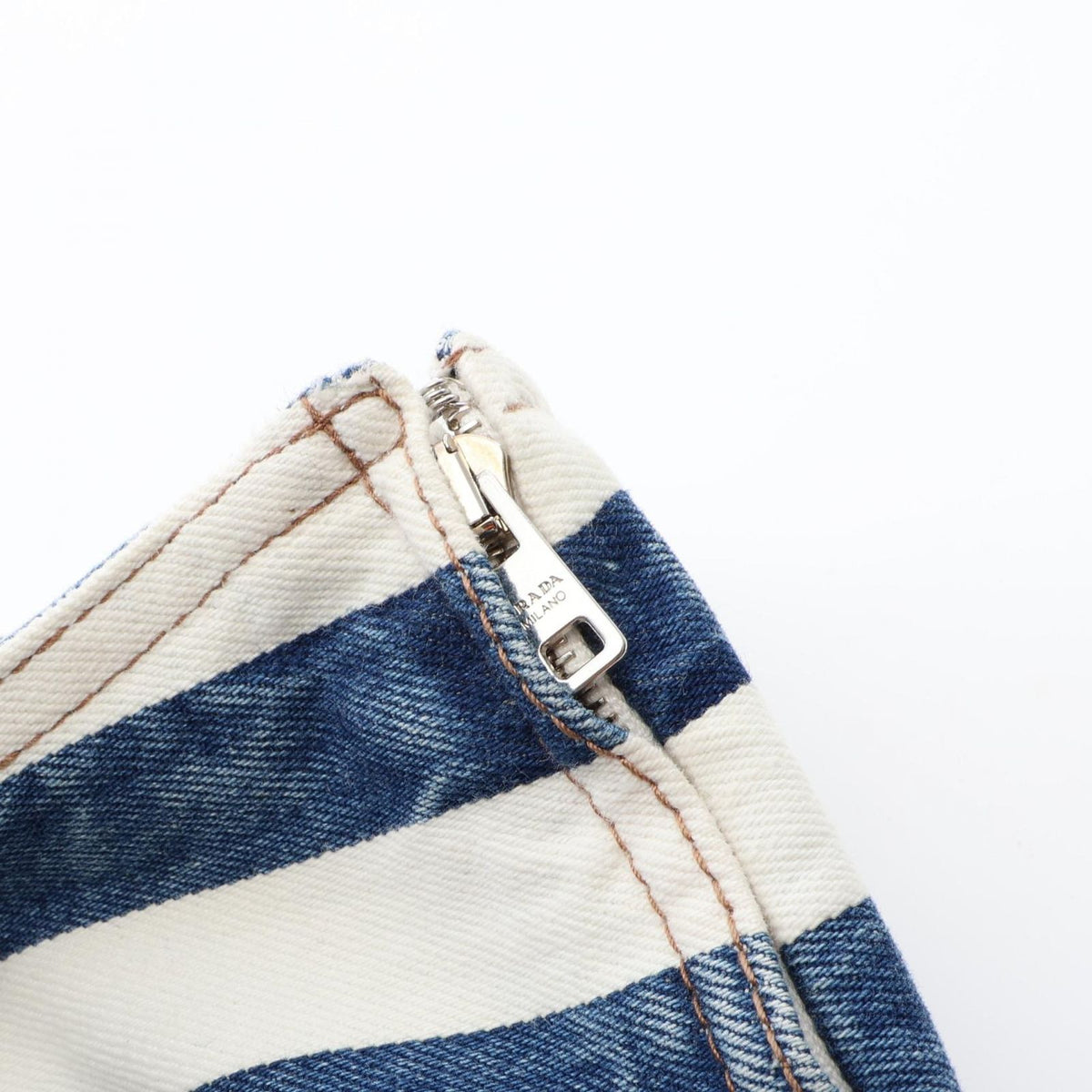 Prada Skirt Triangle Plate Border Cotton Denim — view 6