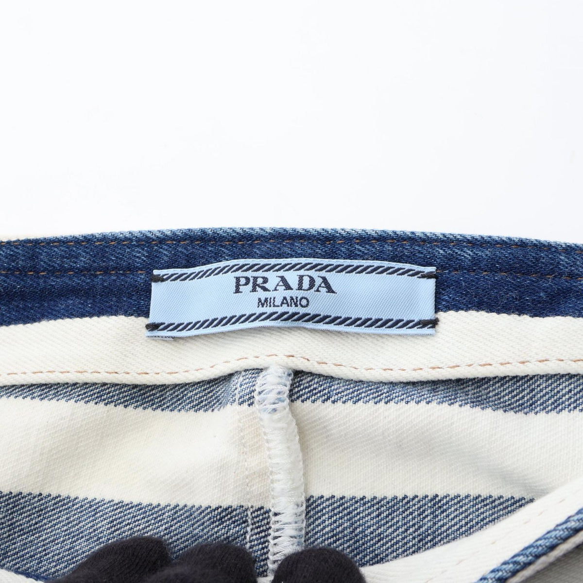 Prada Skirt Triangle Plate Border Cotton Denim — view 3