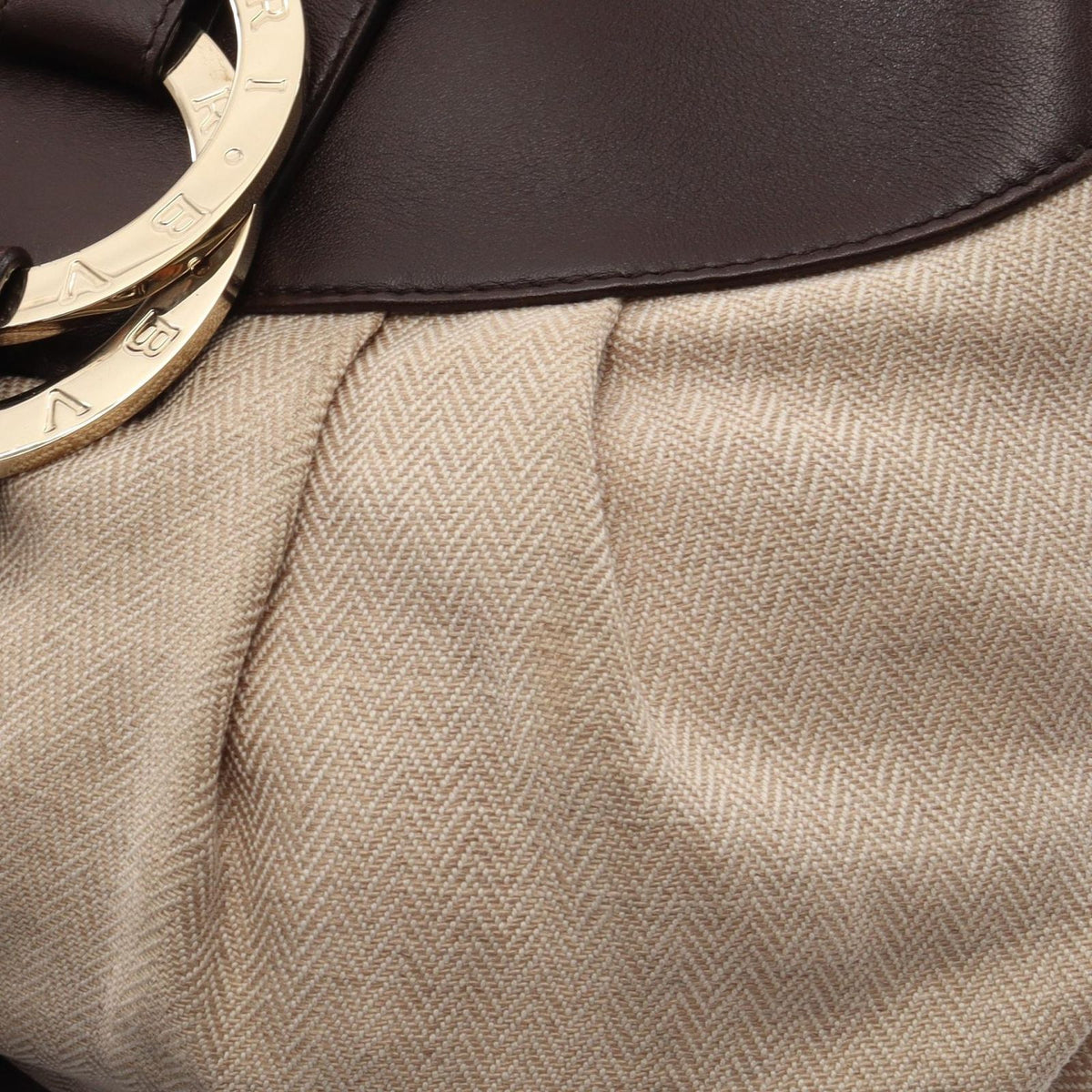 Bvlgari Chandra 2-Way Beige Brown Canvas Leather Handbag — view 5