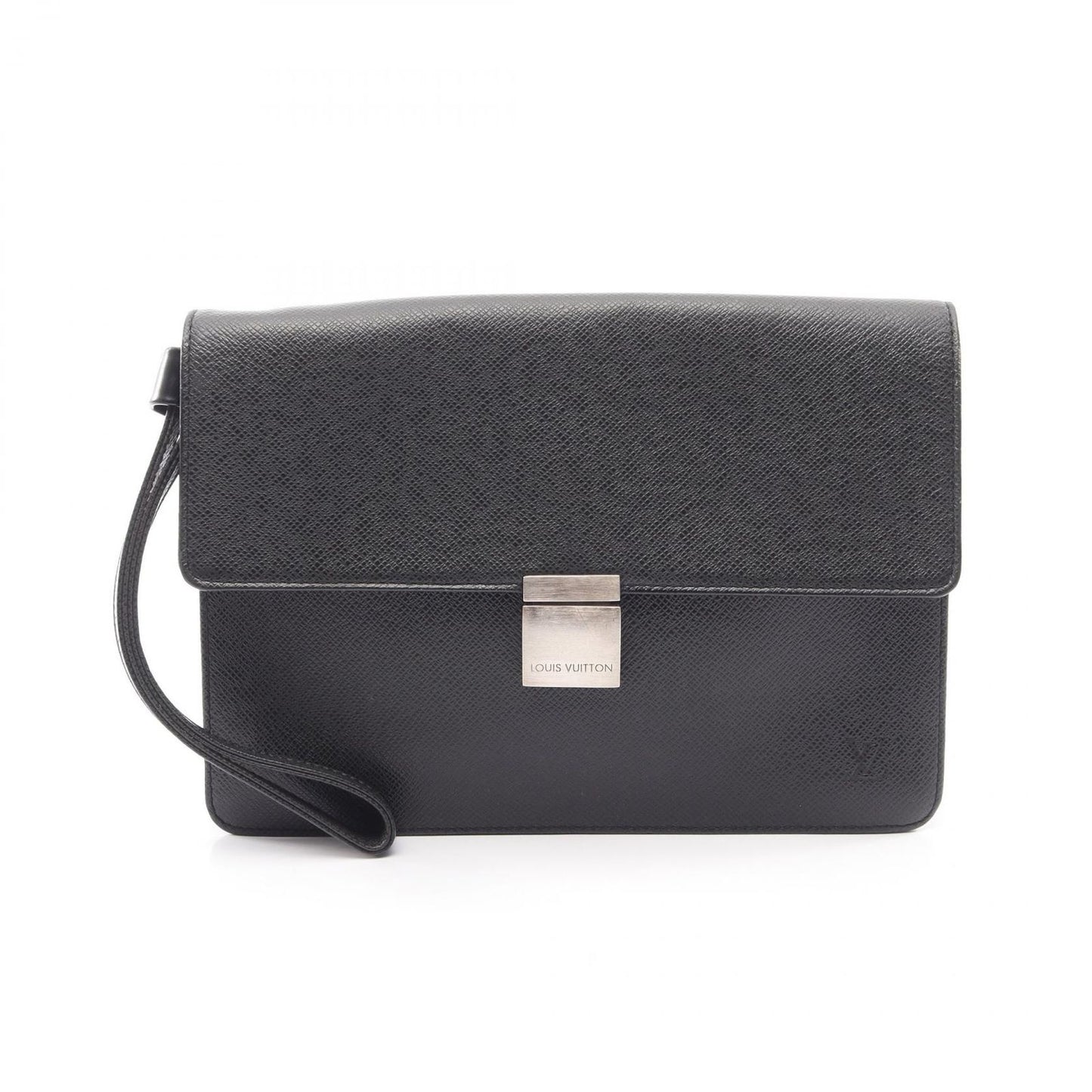 Louis Vuitton Clutch Selenga Taiga Ardoise Black Leather