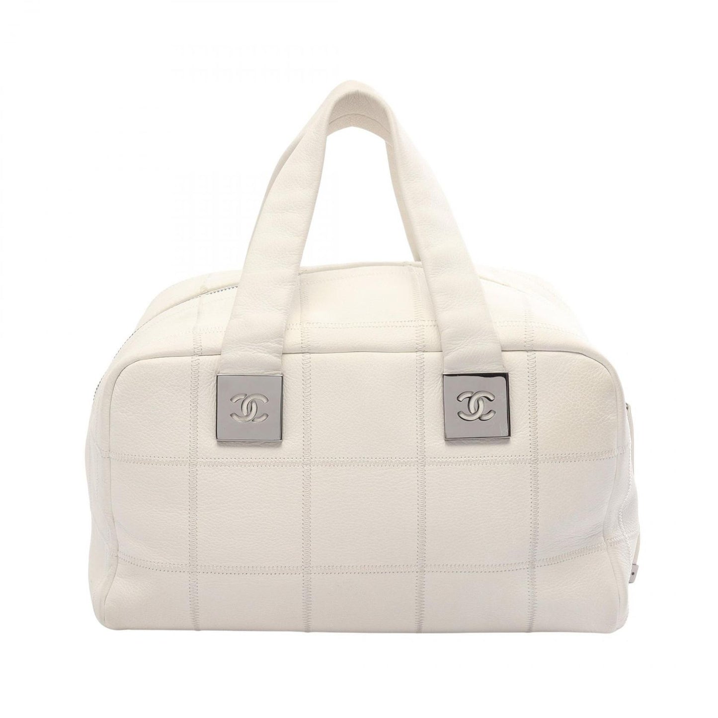 Chanel Handbag Choco Bar Boston Bag White Caviar Leather