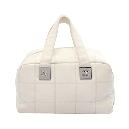Chanel Handbag Choco Bar Boston Bag White Caviar Leather