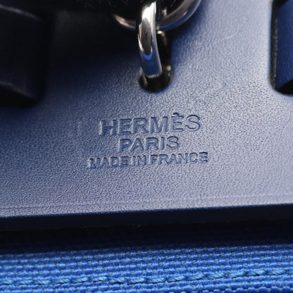 Hermes Herbag Zip PM 2-Way Blue France Canvas Leather Handbag — view 4