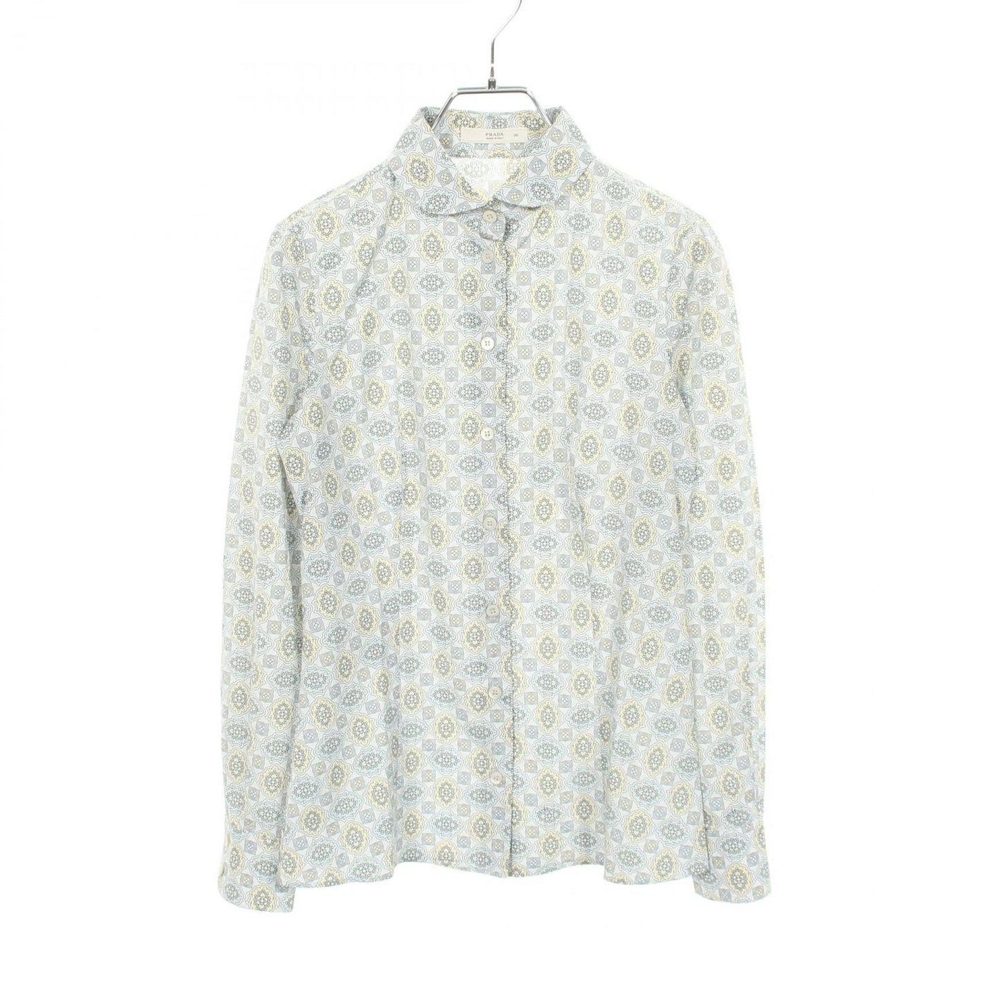 Prada Round Color All Over Pattern Long Sleeve Cotton Shirt