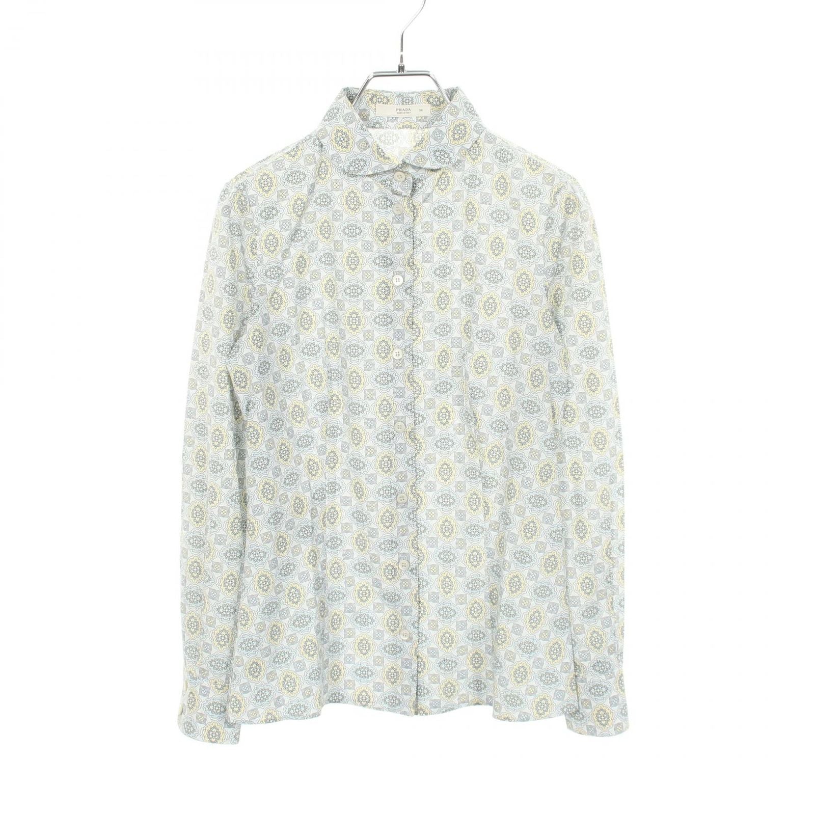 Prada Round Color All Over Pattern Long Sleeve Cotton Shirt