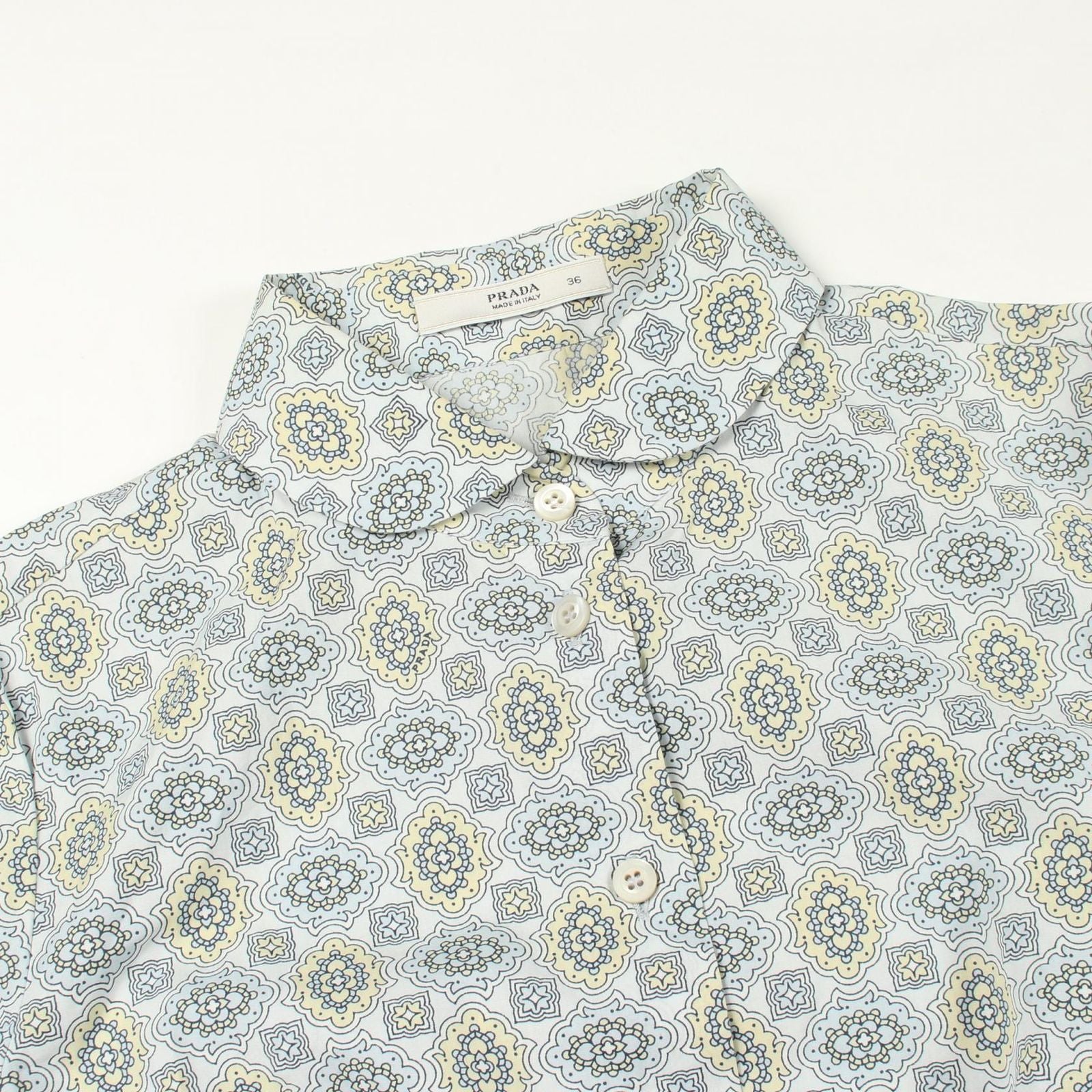 Prada Round Color All Over Pattern Long Sleeve Cotton Shirt — view 8