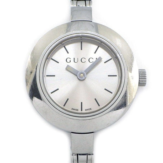 Gucci Watch Bangle Round 105 Sunray Silver Dial SS Quartz Analog