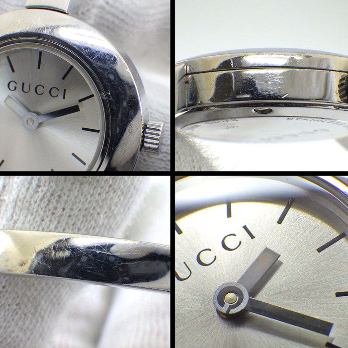 Gucci Watch Bangle Round 105 Sunray Silver Dial SS Quartz Analog — view 5