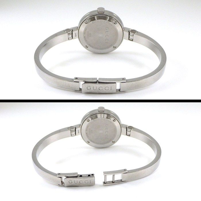 Gucci Watch Bangle Round 105 Sunray Silver Dial SS Quartz Analog — view 3
