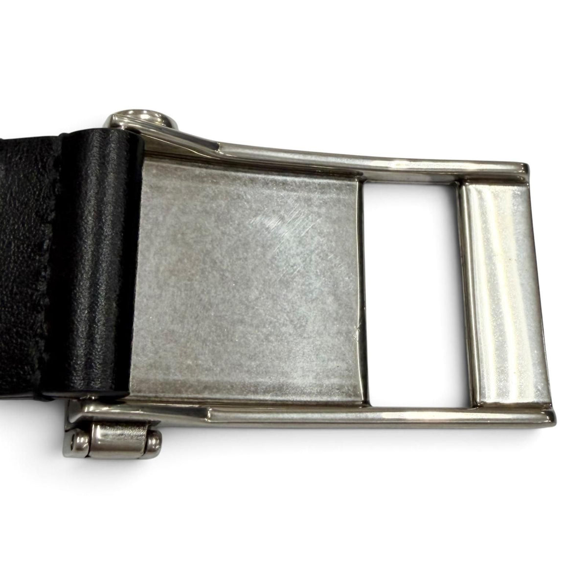 Balenciaga Leather Clip Log Buckle Belt Black Silver 85 — view 6