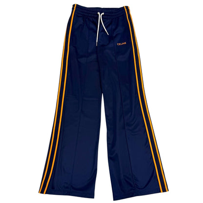 Celine Logo Embroidery Side Line Flare Track Pants Navy Orange XS