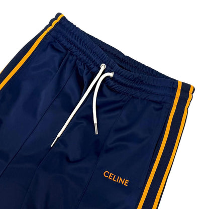 Celine Logo Embroidery Side Line Flare Track Pants Navy Orange XS — view 3