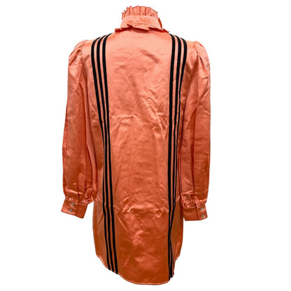 Gucci 100% Silk Ruffle Long Sleeve Shirt Dress Orange 38 — view 4
