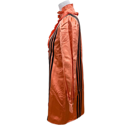 Gucci 100% Silk Ruffle Long Sleeve Shirt Dress Orange 38 — view 3