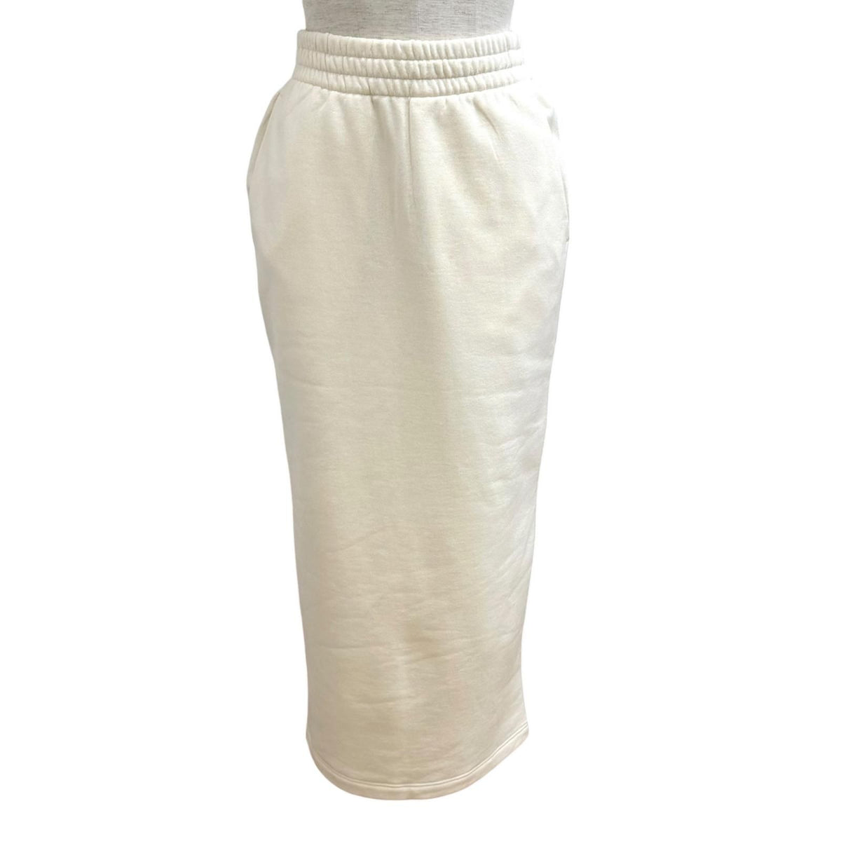 Prada 100% Cotton Triangle Logo Tight Skirt Ivory XS