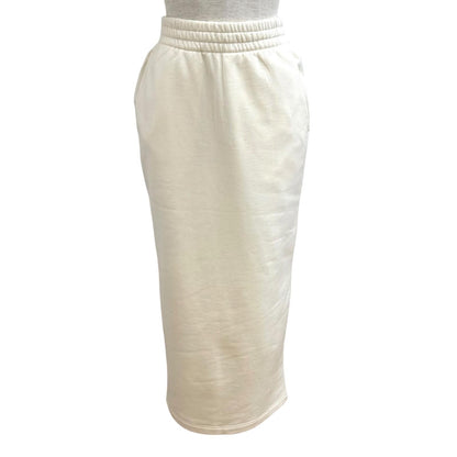 Prada 100% Cotton Triangle Logo Tight Skirt Ivory XS
