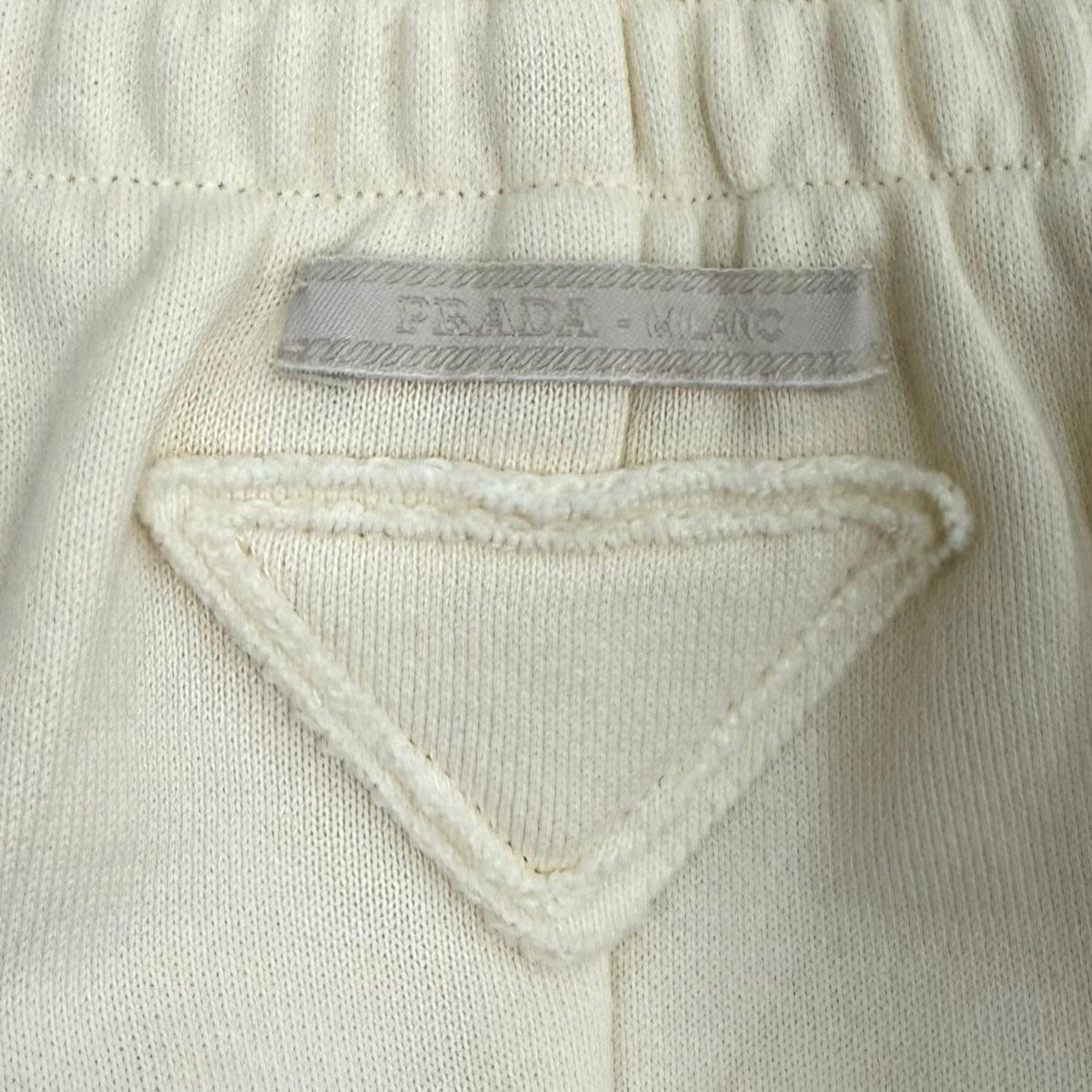 Prada 100% Cotton Triangle Logo Tight Skirt Ivory XS — view 5