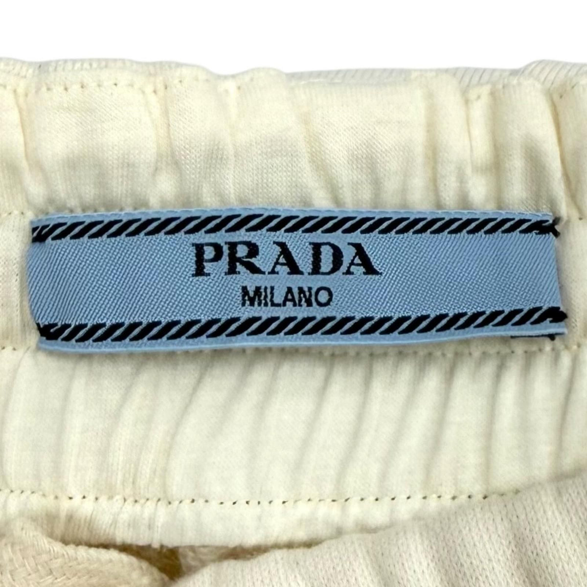 Prada 100% Cotton Triangle Logo Tight Skirt Ivory XS — view 6