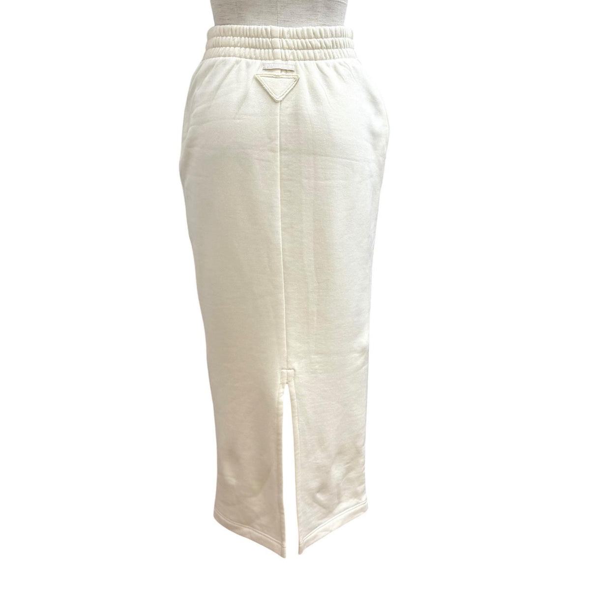 Prada 100% Cotton Triangle Logo Tight Skirt Ivory XS — view 4