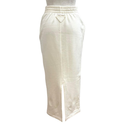 Prada 100% Cotton Triangle Logo Tight Skirt Ivory XS — view 4