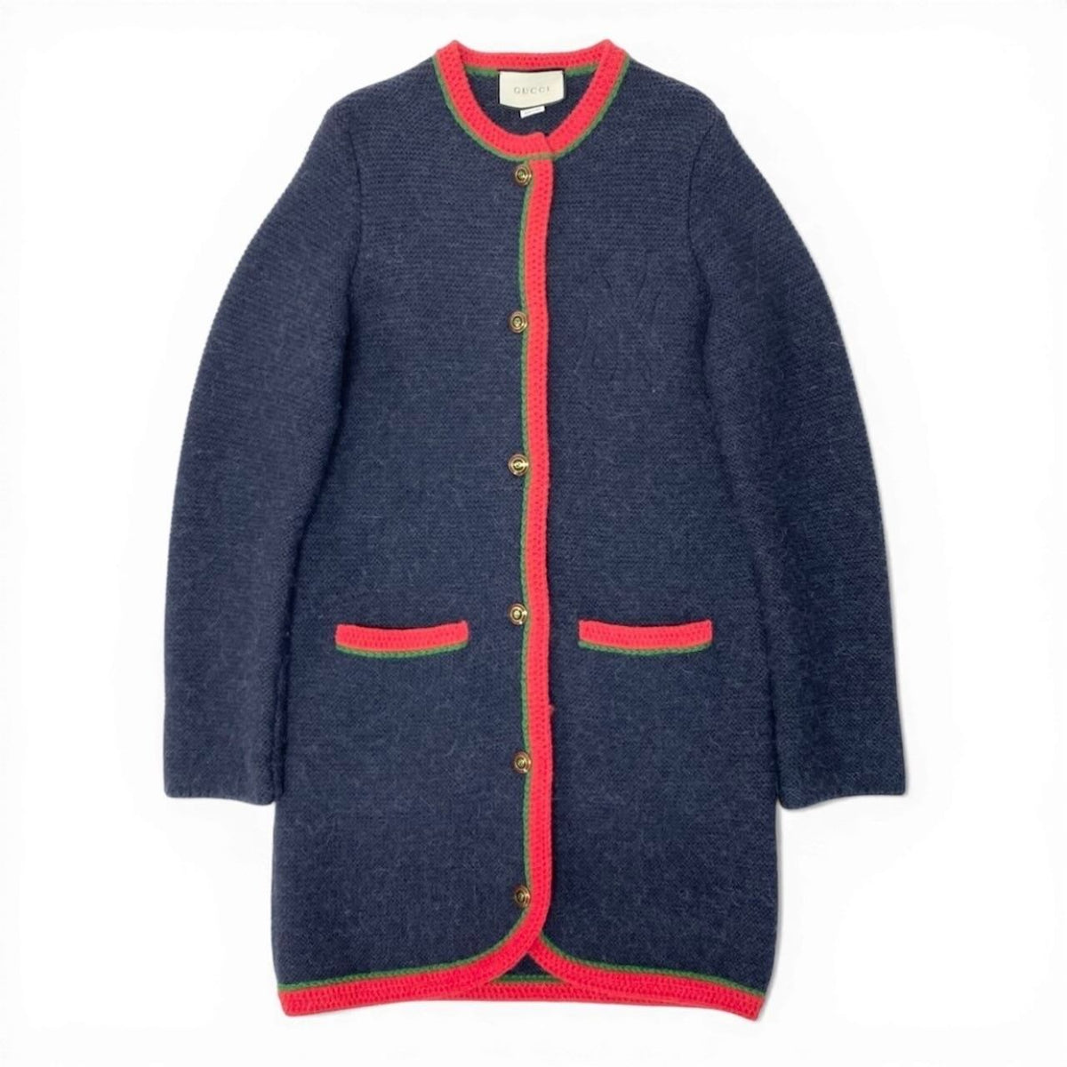 Gucci NY Yankees Wool Knit Long Cardigan Interlocking G Button Coat — view 2
