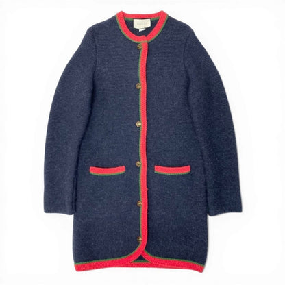 Gucci NY Yankees Wool Knit Long Cardigan Interlocking G Button Coat — view 2