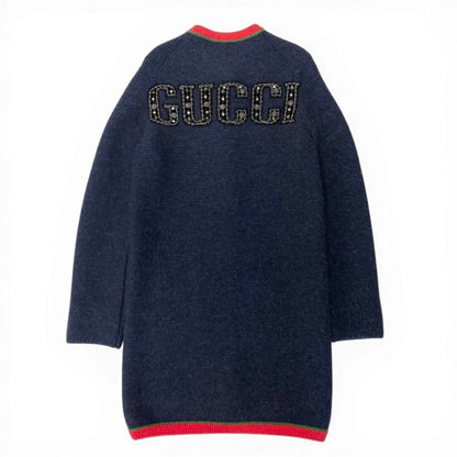 Gucci NY Yankees Wool Knit Long Cardigan Interlocking G Button Coat — view 3