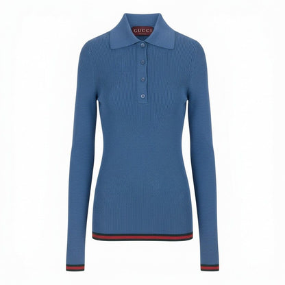 Gucci New in Cashmere Silk Polo Knit Sherry Line XS Sweater