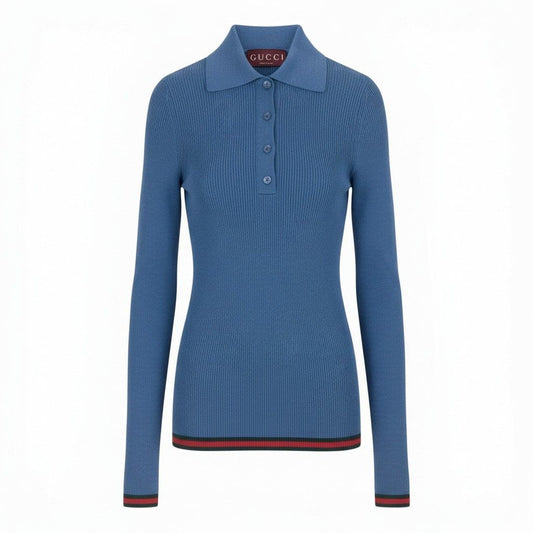 Gucci New in Cashmere Silk Polo Knit Sherry Line XS Sweater