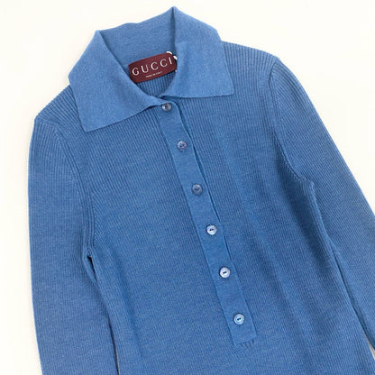 Gucci New in Cashmere Silk Polo Knit Sherry Line XS Sweater — view 4