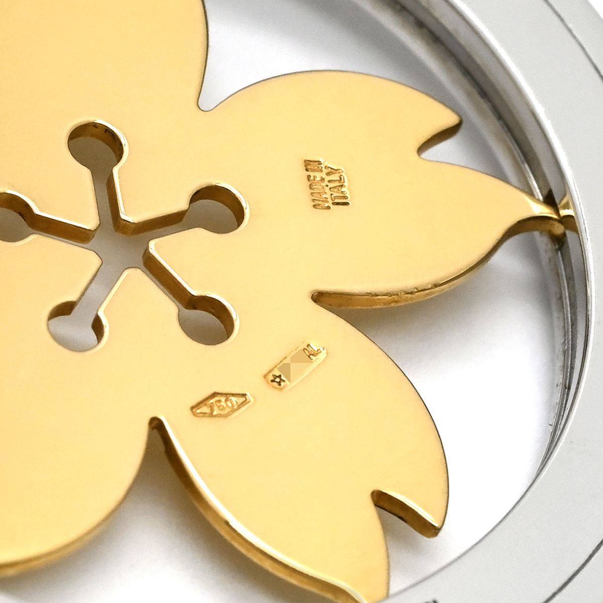 Bvlgari Necklace Tondo Sakura Pendant Yellow Gold Cherry Blossom Motif SS 18K — view 7