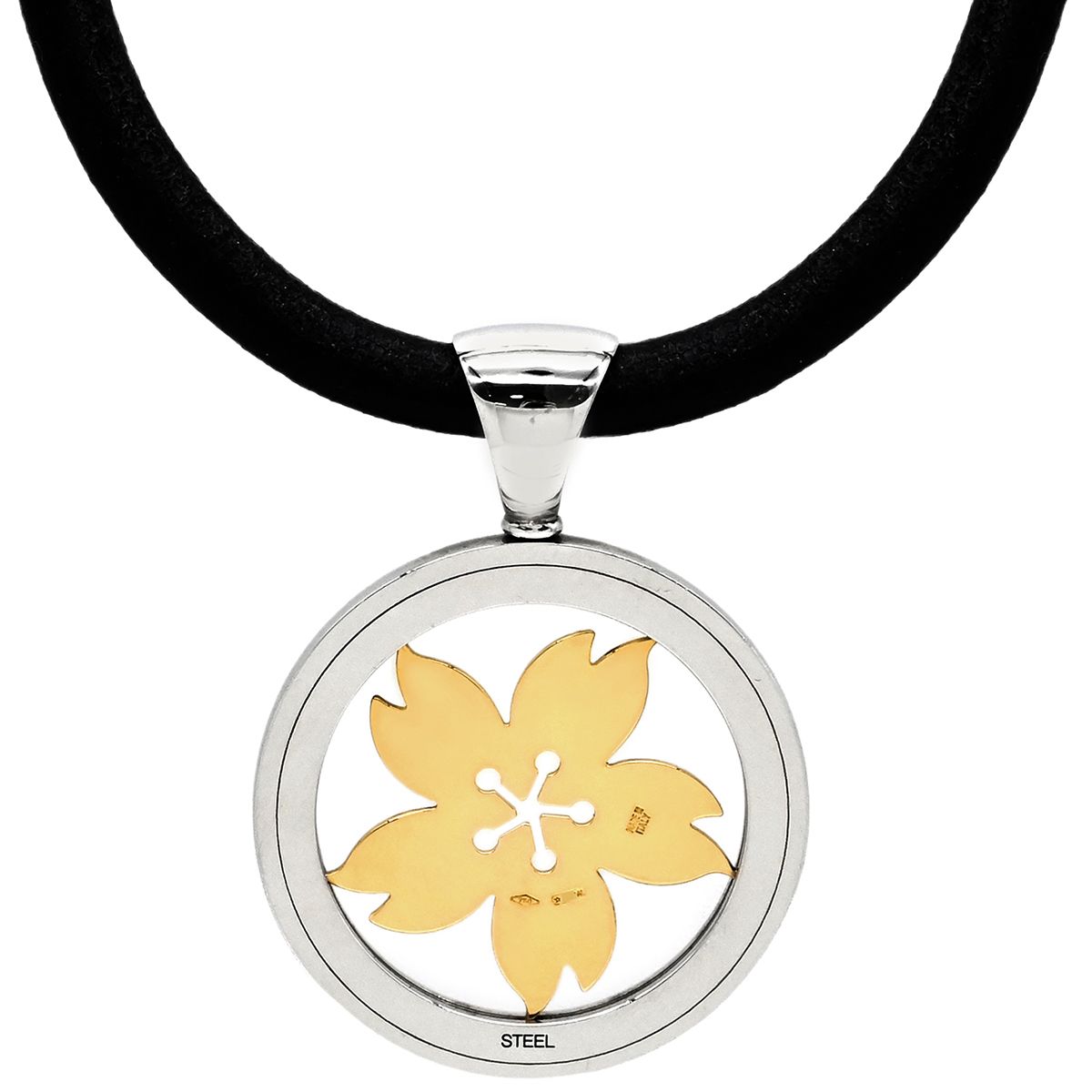 Bvlgari Necklace Tondo Sakura Pendant Yellow Gold Cherry Blossom Motif SS 18K — view 2