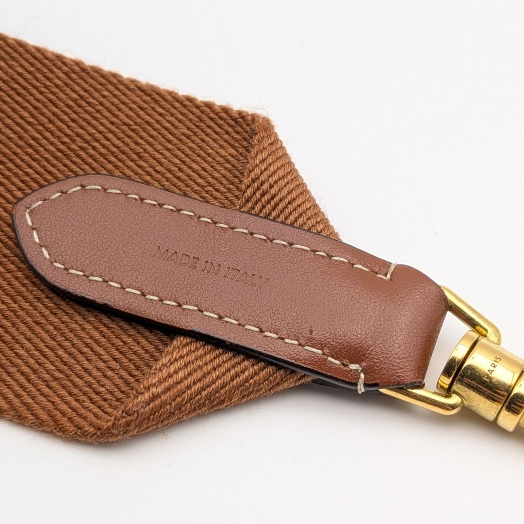 Celine Shoulder Strap Jacquard Logo Cotton Leather Brown Gold Not Adjustable — view 8