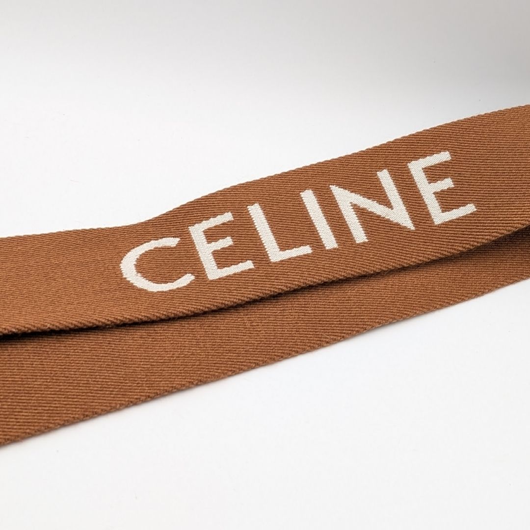 Celine Shoulder Strap Jacquard Logo Cotton Leather Brown Gold Not Adjustable — view 4