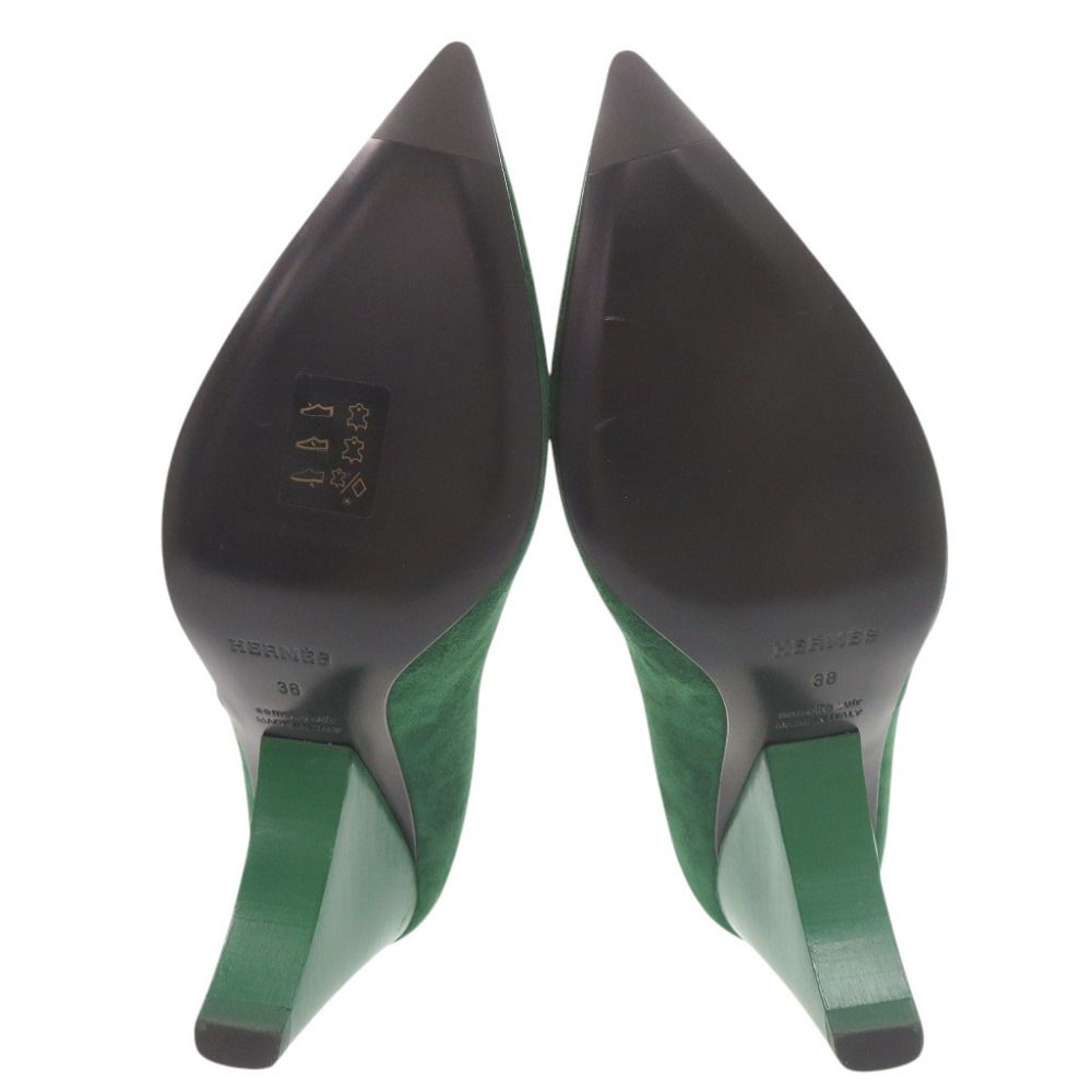 Hermes Fatale 85 Suede Green Pumps Heel 38 — view 5