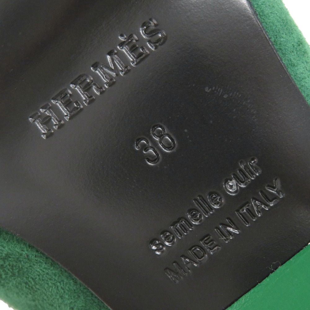Hermes Fatale 85 Suede Green Pumps Heel 38 — view 8