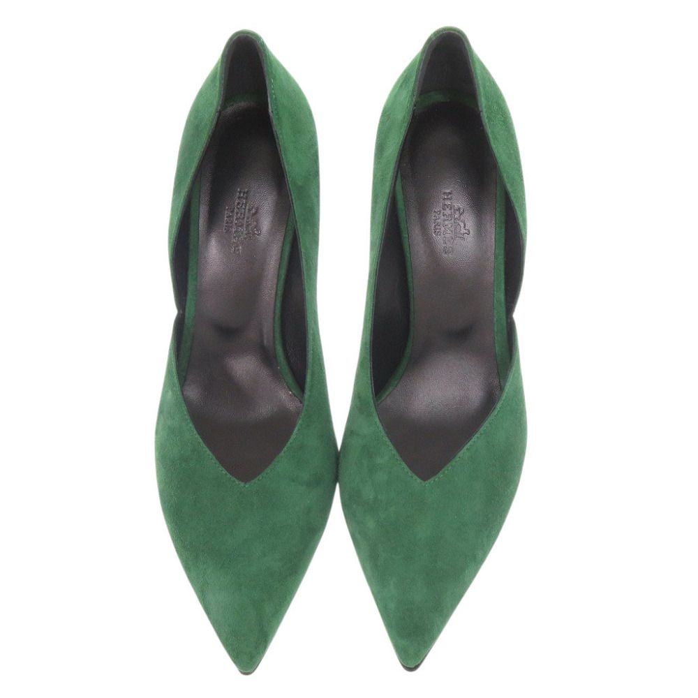 Hermes Fatale 85 Suede Green Pumps Heel 38 — view 3