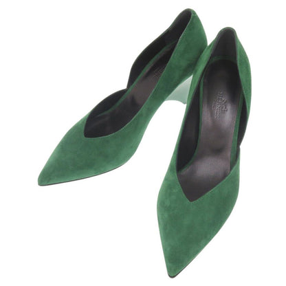 Hermes Fatale 85 Suede Green Pumps Heel 38