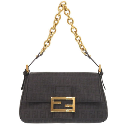 Fendi Zucchino Pattern Mini Mamma Bucket Gray Chain Shoulder Bag