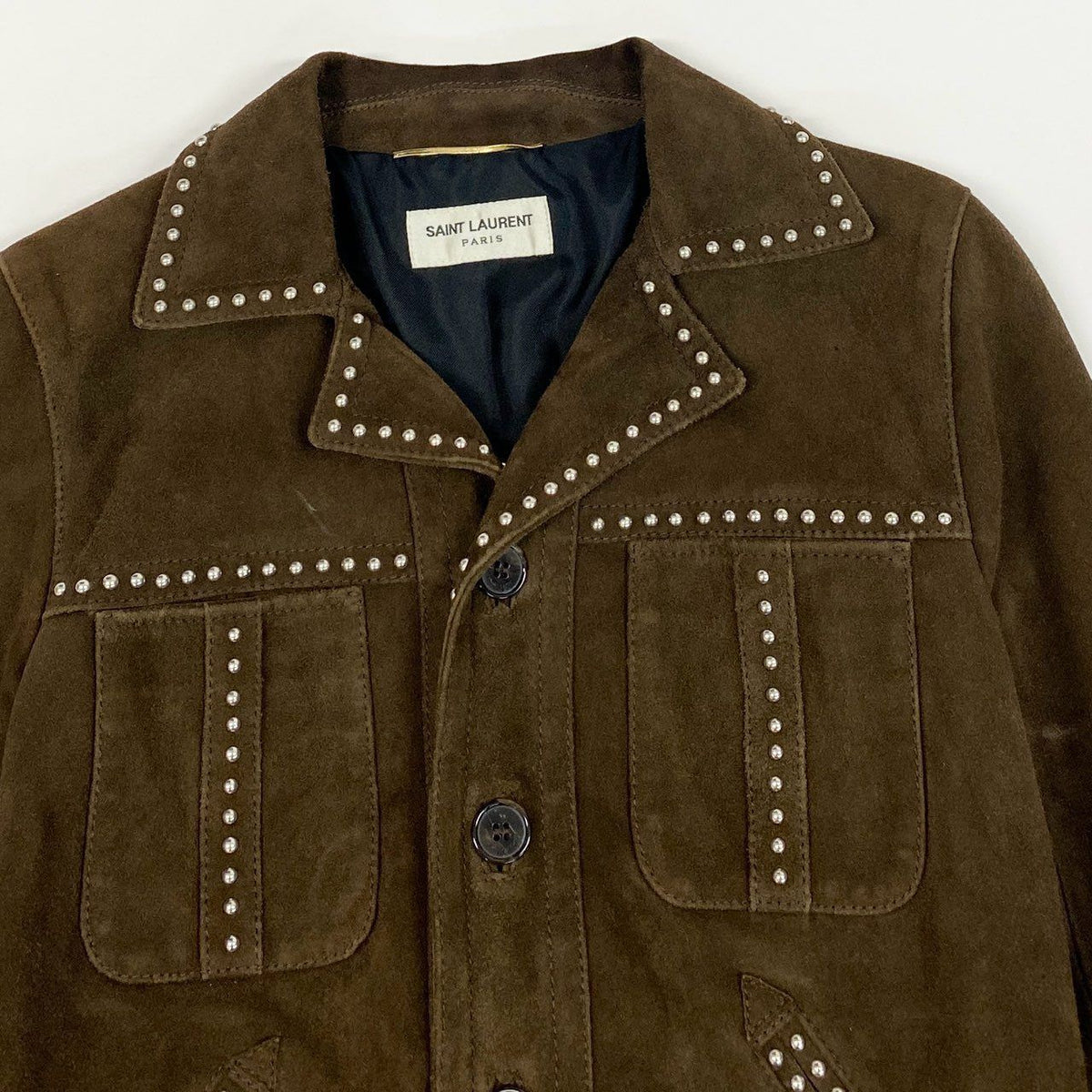 Saint Laurent Ab9 Studded Jacket Western 34 Brown Goat Leather — view 4