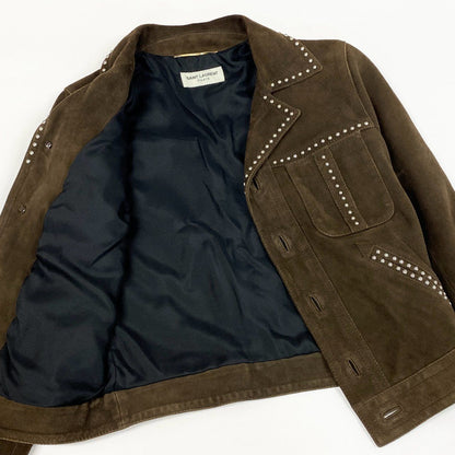 Saint Laurent Ab9 Studded Jacket Western 34 Brown Goat Leather — view 3