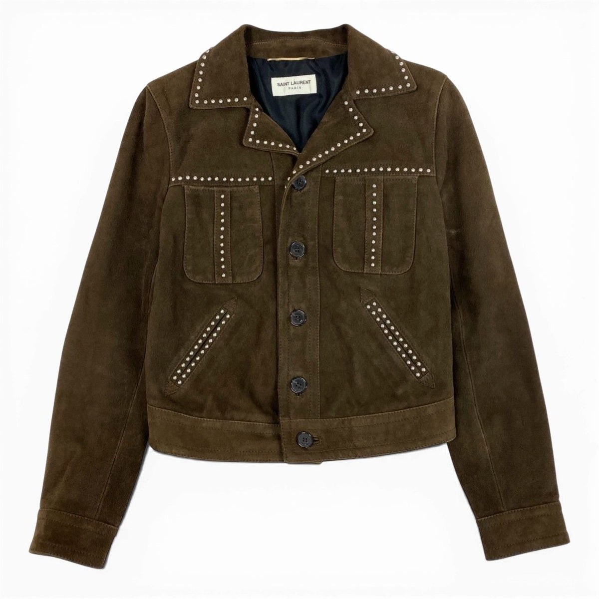 Saint Laurent Ab9 Studded Jacket Western 34 Brown Goat Leather — view 2